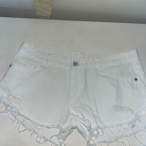 White jean shorts